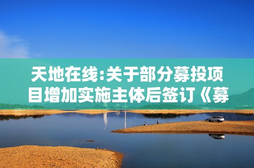 天地在线:关于部分募投项目增加实施主体后签订《募集资金三方监管协议》的公告