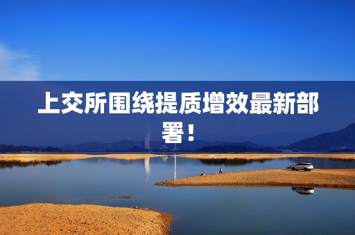上交所围绕提质增效最新部署！  第1张
