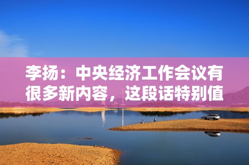 李扬：中央经济工作会议有很多新内容，这段话特别值得关注  第1张