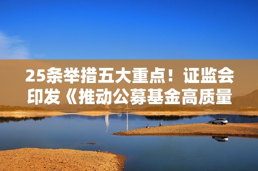 25条举措五大重点！证监会印发《推动公募基金高质量发展行动方案》