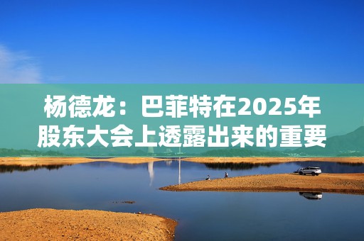 杨德龙：巴菲特在2025年股东大会上透露出来的重要投资机遇