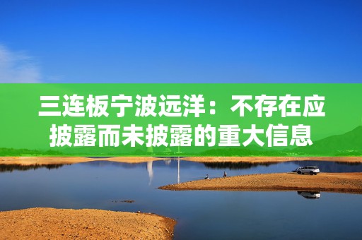 三连板宁波远洋：不存在应披露而未披露的重大信息